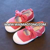 Size 21-30 Hot Pink Children Girls Shoes Cute Bowknot Princess Child Shoes 2017 Candy Color Kids Wholesale Canvas Shoes